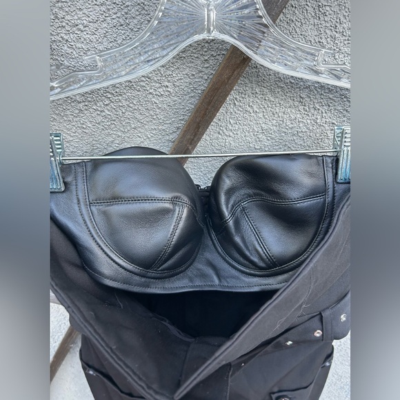 Rokh x H&M Bandeau Dress With Leather Bra Black - Picture 12 of 16